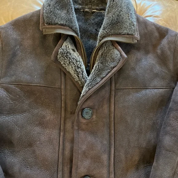 Bod & Christensen ShearlingSheepskin Leather Brown Jacket Men'sLarge Rancher